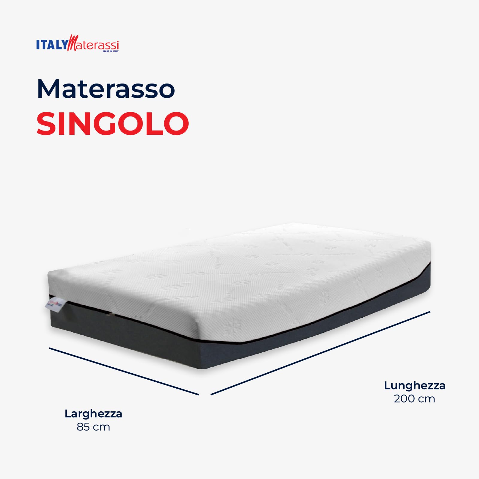 ITALYMATERASSI Materasso Singolo TEK 85x200 cm in Memory Foam e Molle Insacchettate con 1 Cuscino, Alto 24 cm, Dispositivo Medico Detraibile, Made in Italy