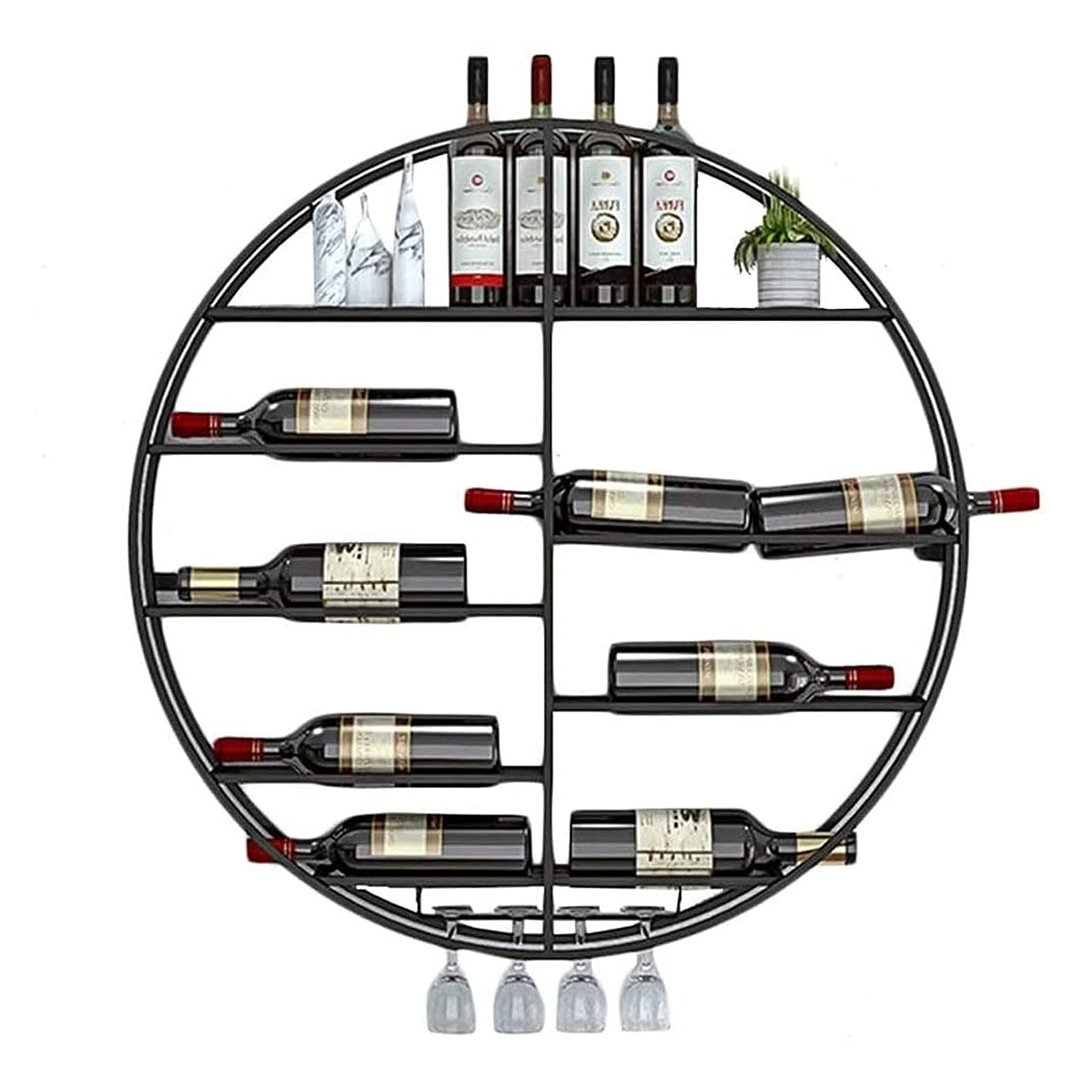 Porte-bouteille de vin noir en métal élégant pour un salon moderne