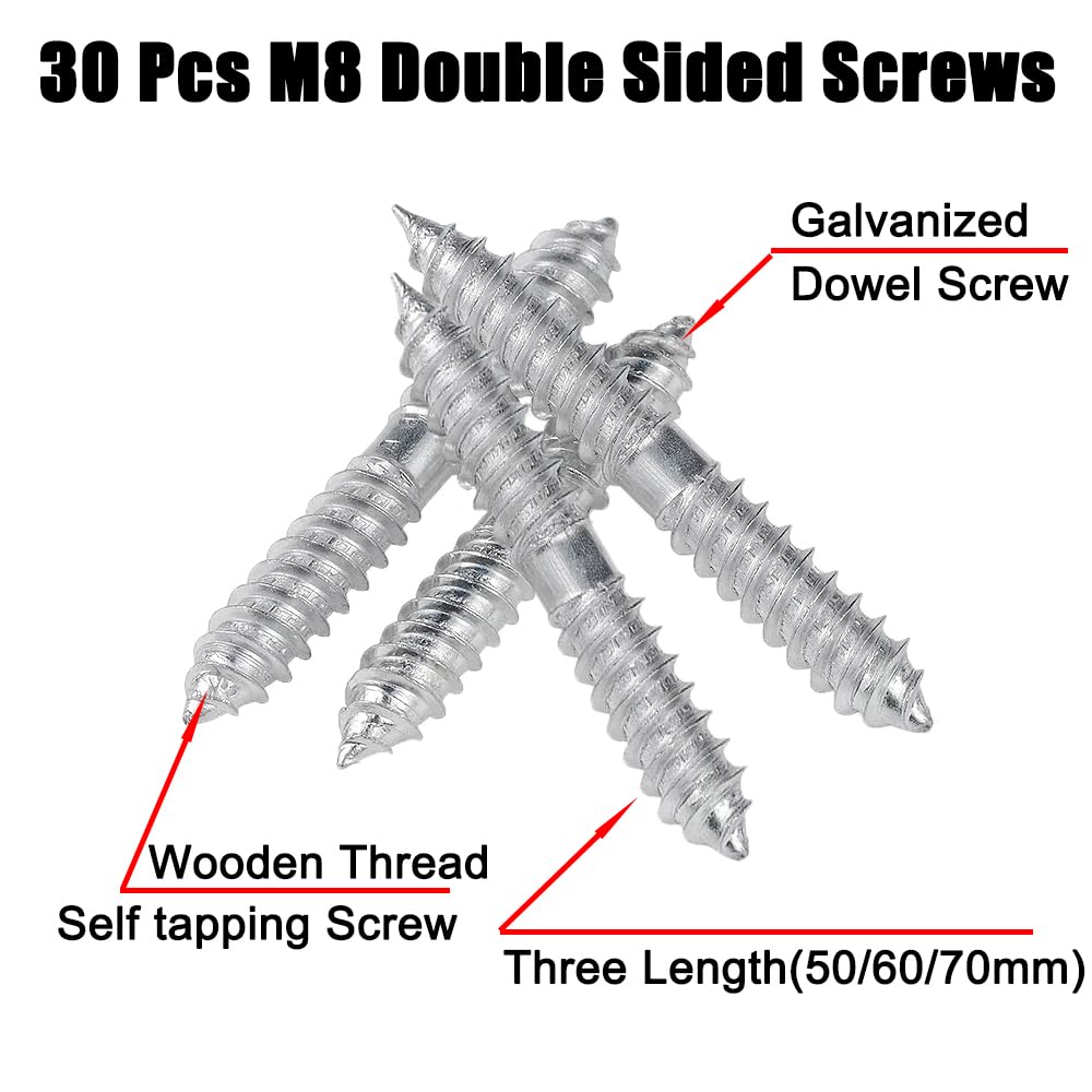 WeqeYent 30 Pcs M8 Double Sided Screws - Image 3
