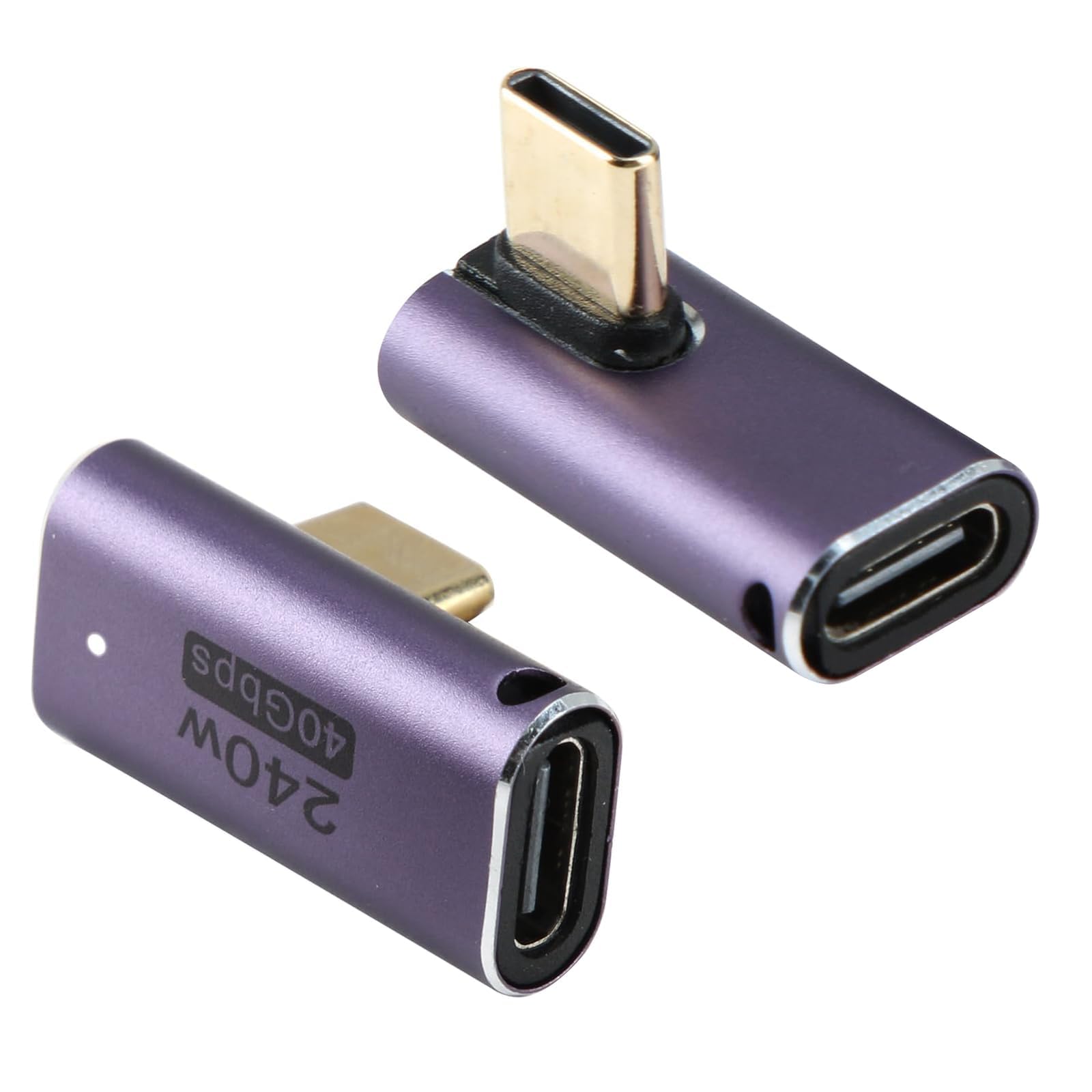 240W USB C 90 Degree Adapter, 2pc Right Angle with #40Gbps# and 10Gbps Type C Converter for Laptop
