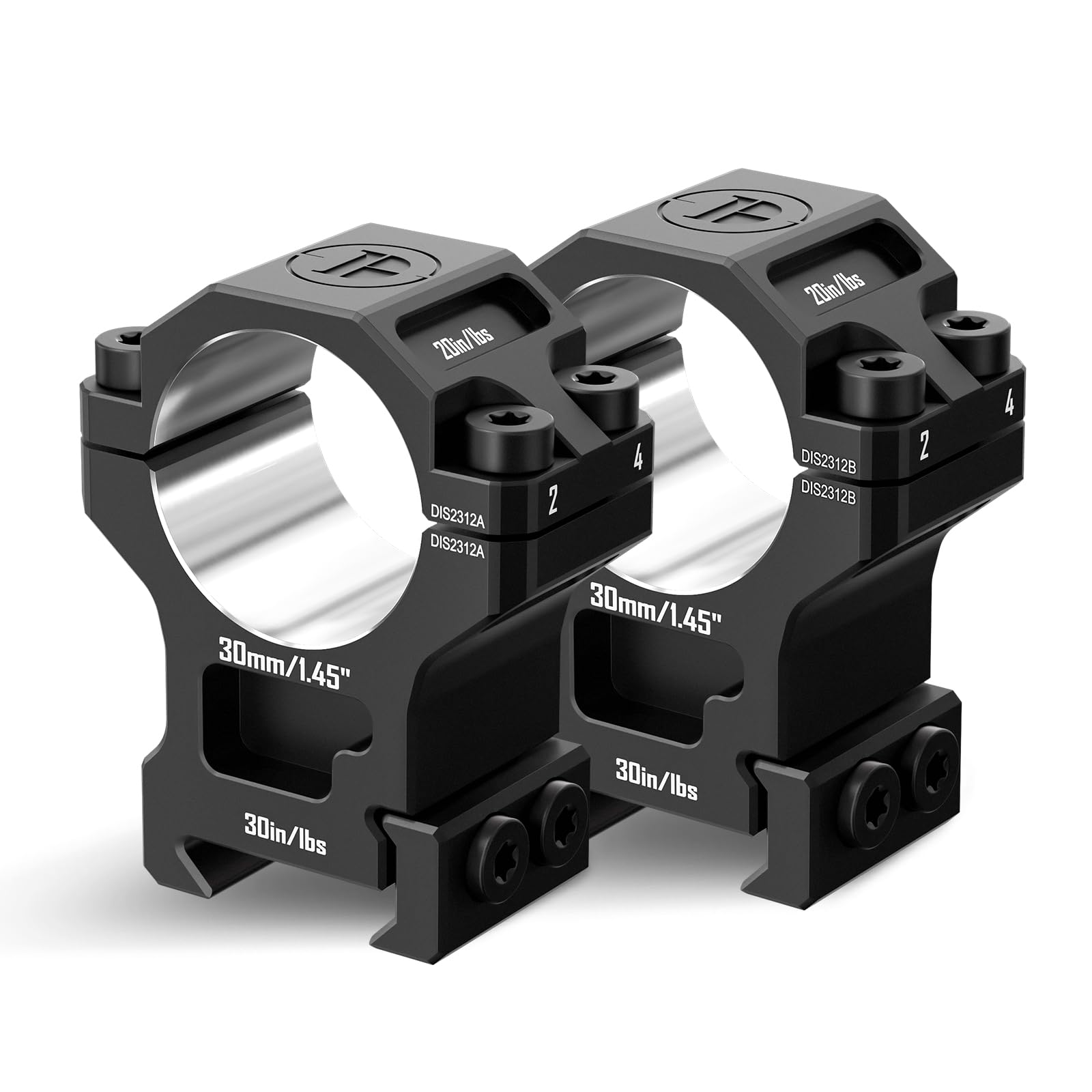 7075 Series Aluminum 30mm 34mm 1 inch Scope Rings, High Precision Pre-lapped Picatinny Scope Rings, Medium/High/Low Profile Scope Mount for Picatinny Rail