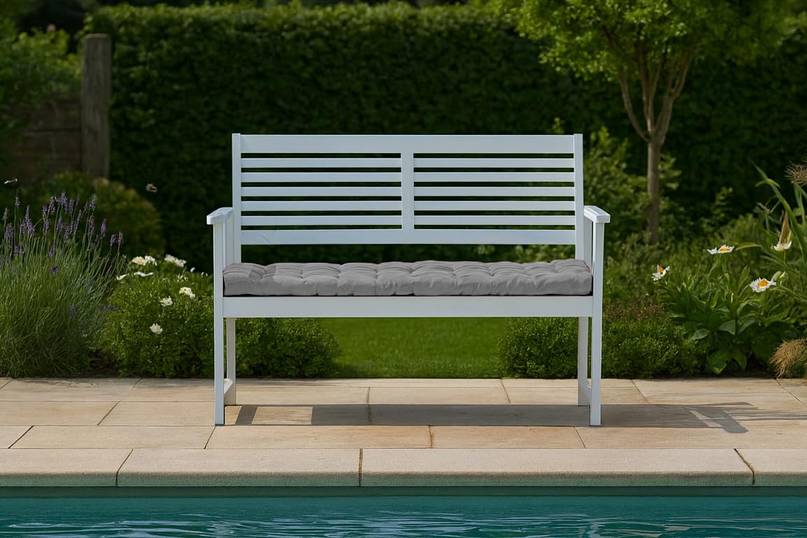 Brandsseller Cuscino da Banco 140x40x4 cmCuscino da seduta Imbottitura per Panca con Cinghie di Fissaggio Cuscino da seduta trapuntato per interni ed esterni - Grigio Chiaro