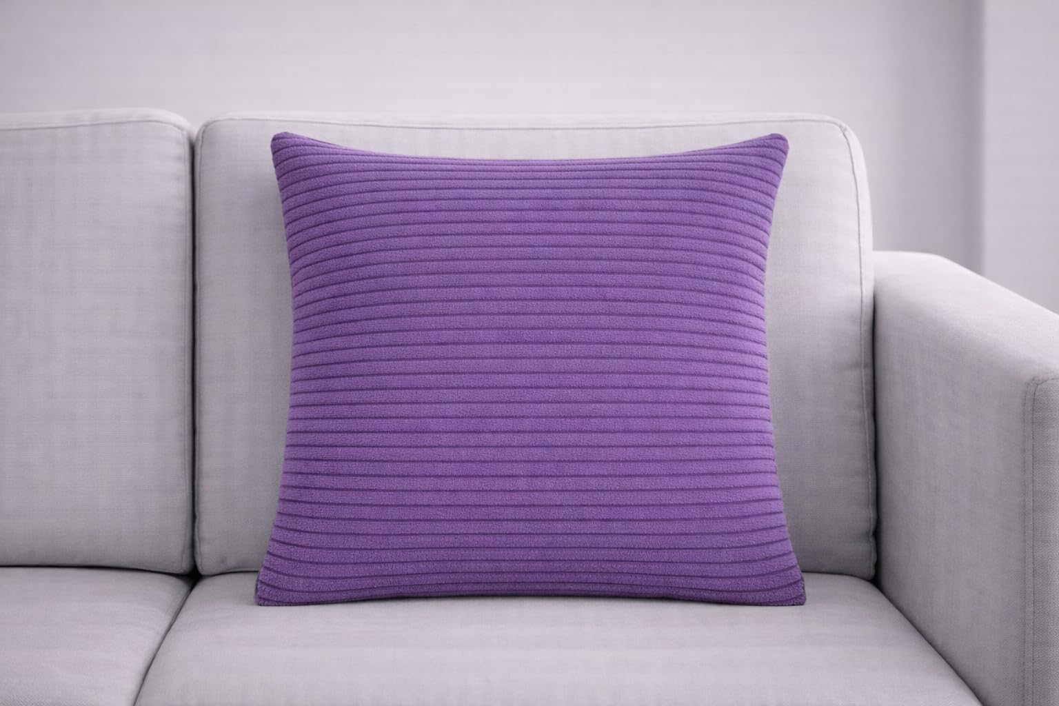 Seechoo Corduroy Cushion Covers Set of 2, Large Sofa Cushion Covers 55x55cm (22x22 Inch), Soft Ribbed Decorative Cushion Covers for Sofa, Living Room and Bedroom (Purple)