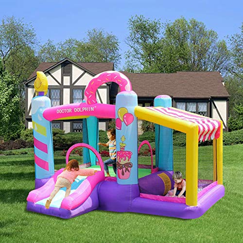 Doctor Dolphin Inflatable Bounce House, Outdoor Indoor Bounce House with Blower, Jumping and Slide Bouncy Castle House for Kids Toddlers Babies Children