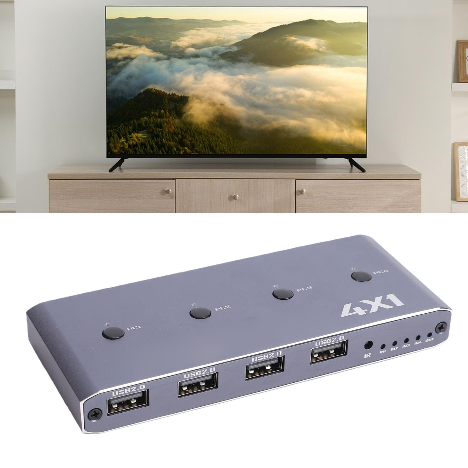 Fockety Commutateur KVM, 4K 60 Hz 48 Gbit/s, 4 Ports