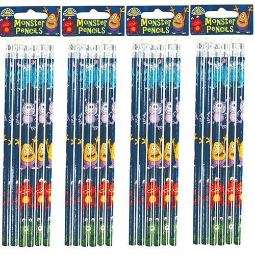 24 MOSTRO ALIENO TEMA MATITE CON GOMMA - Bambini