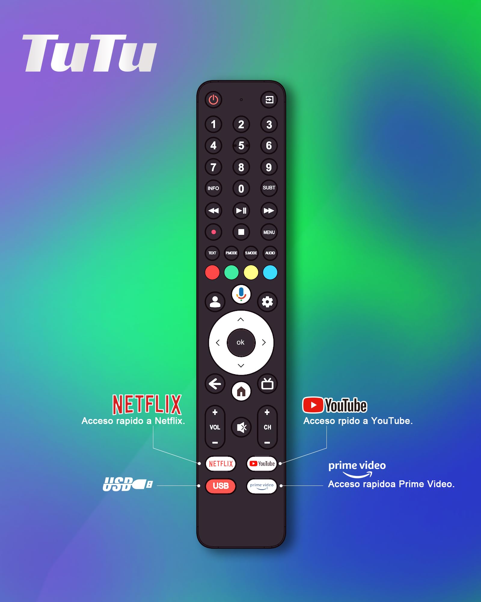 TuTu TUG32HQ1C Smart TV 32 Pollici, Google TV LED Televisori con Wi-Fi, Bluetooth 5.0, App Store, Triple Tuner (DVB-T/T2, DVB-C, DVB-S/S2), HDMI, USB, Base Centrale [2025]