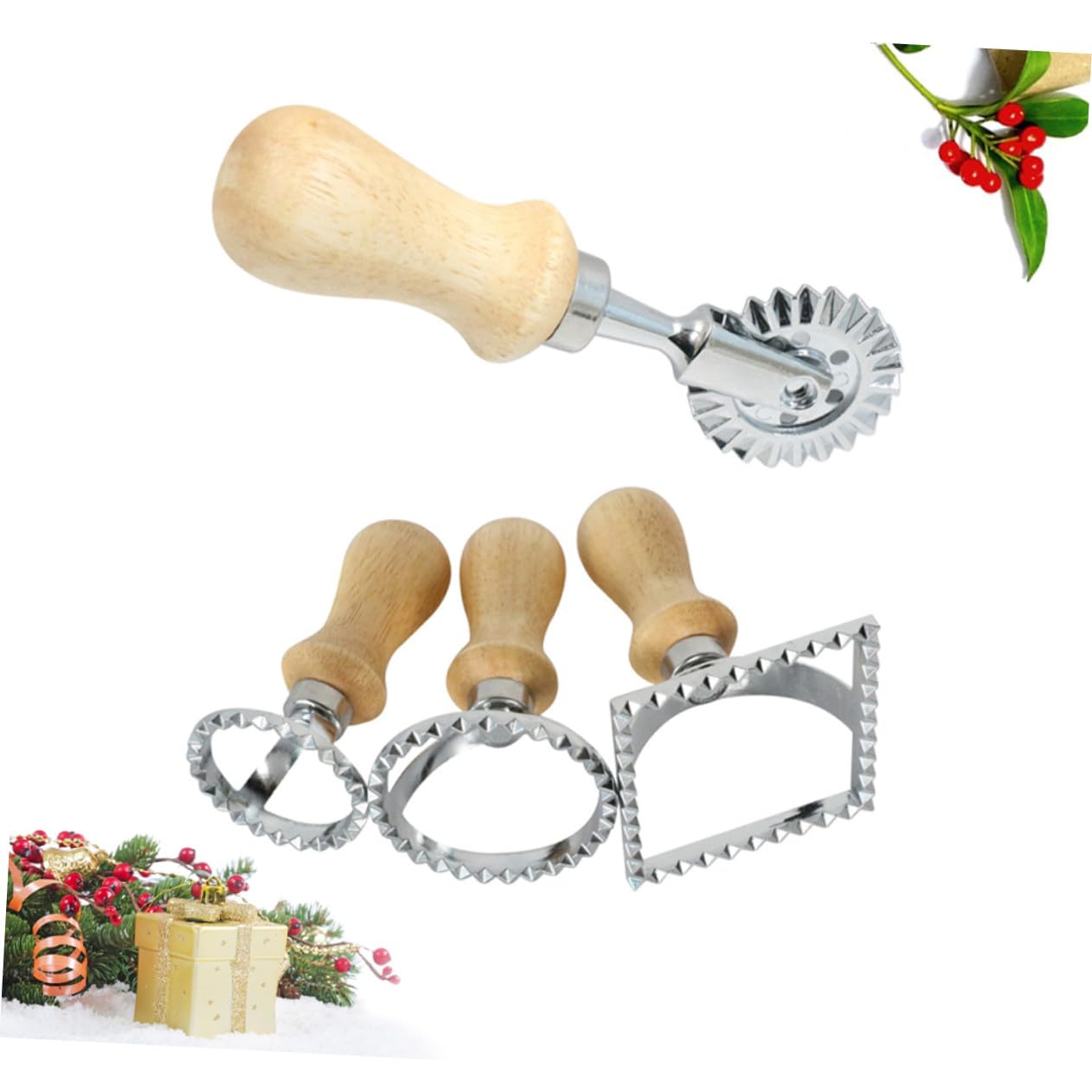 GLEAVI 4stücke Keksform Ausstechförmchen Mit Holzgriff Für Kuchen Backen Geprägte Form Ausstechform Für Teigtaschen Und Kekse