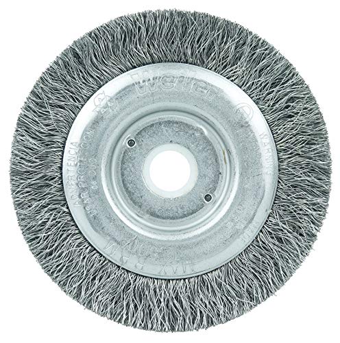 Image of Weiler 00214 3 inch Narrow Face Crimped Wire Wheel, .008 inch Steel Fill, 1 /2 inch-3 /8 inch Arbor Hole, Made in the USA