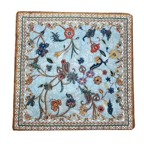 Image of MN Creation Cushion Cover Set of 5, Multicolour, Velvet, Floral Embroidered, Bohemian Style, for Sofa and Home Decor (16 * 16)
