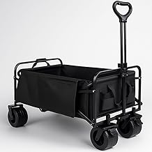 Folding Hand Trolley with Large Wheels All Terrain | Multipurpose Trolley Ideal for Beach, Shopping, Garden or Camping | Load up to 150 kg | Adjustable Handle | Auxiliary | Transport Tools or Toys