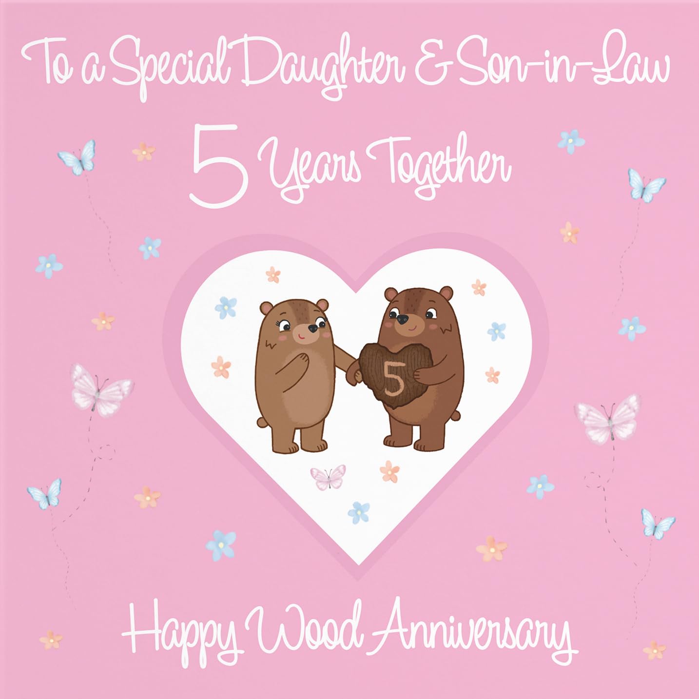 Hunts England, Daughter & Son-in-Law 5th Anniversary Card, 5 Years, Wood Anniversary, Romantic Meadows, Fun Card - Image 2