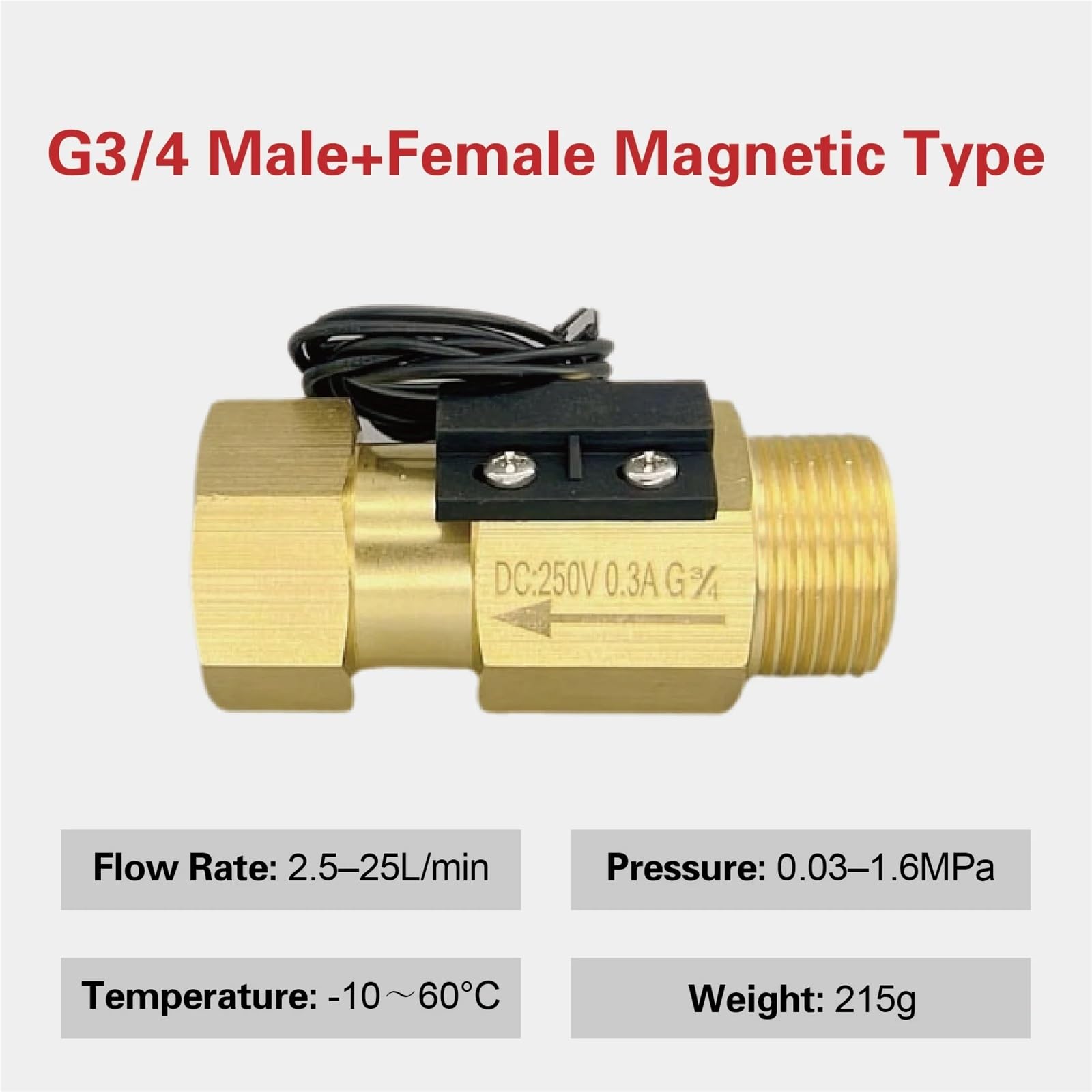 1 Uds interruptor de flujo de agua de latón G1/4 G3/8 G1/2 G3/4 salida de señal de Sensor de flujo bajo normalmente abierto(SK-6061-CL-G3-4)