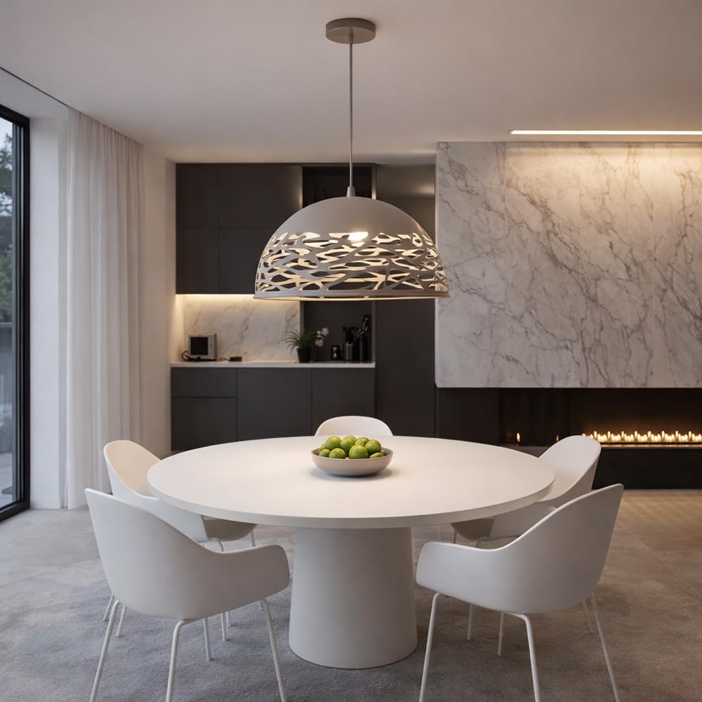 Vetrineinrete® Lampadario a sospensione tortora da soffitto con paralume in metallo traforato design contemporaneo moderno lampada da soffitto.