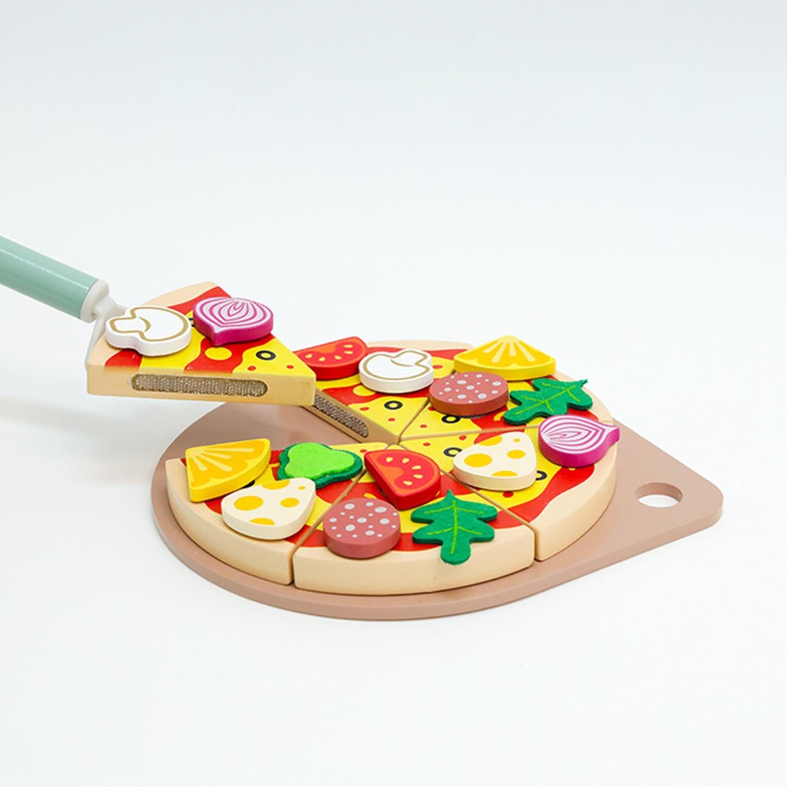 Juguete de Pizza, Juguete Educativo para Cortar Comida, Juguete de Cocina, Bandeja de Accesorios de Madera, Pintura Al Agua para Niños, Adecuado para