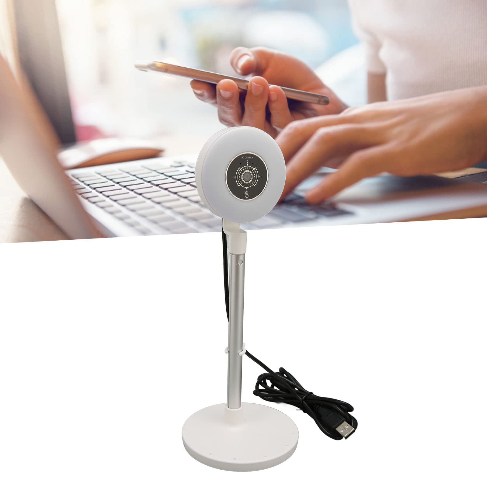 Webcam avec Microphone, Webcam HD 1080p pour Ordinateur avec Support Flexible, Webcam USB Plug Play pour Ordinateur de Bureau, Ordinateur Portable, Caméra de Streaming pour
