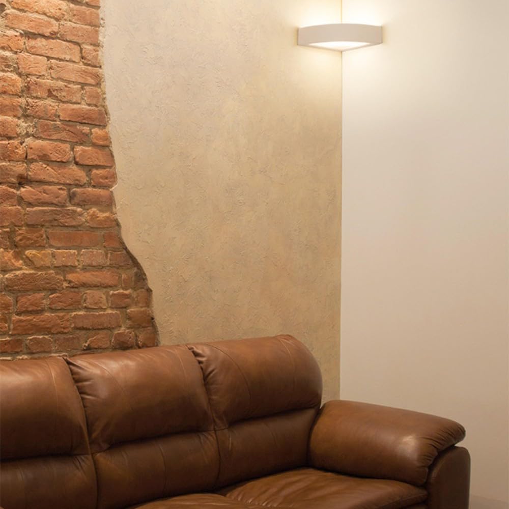 MAZZOLA LUCE Applique angolare bianca lampada per angolo parete di gesso ceramica pitturabile design moderna