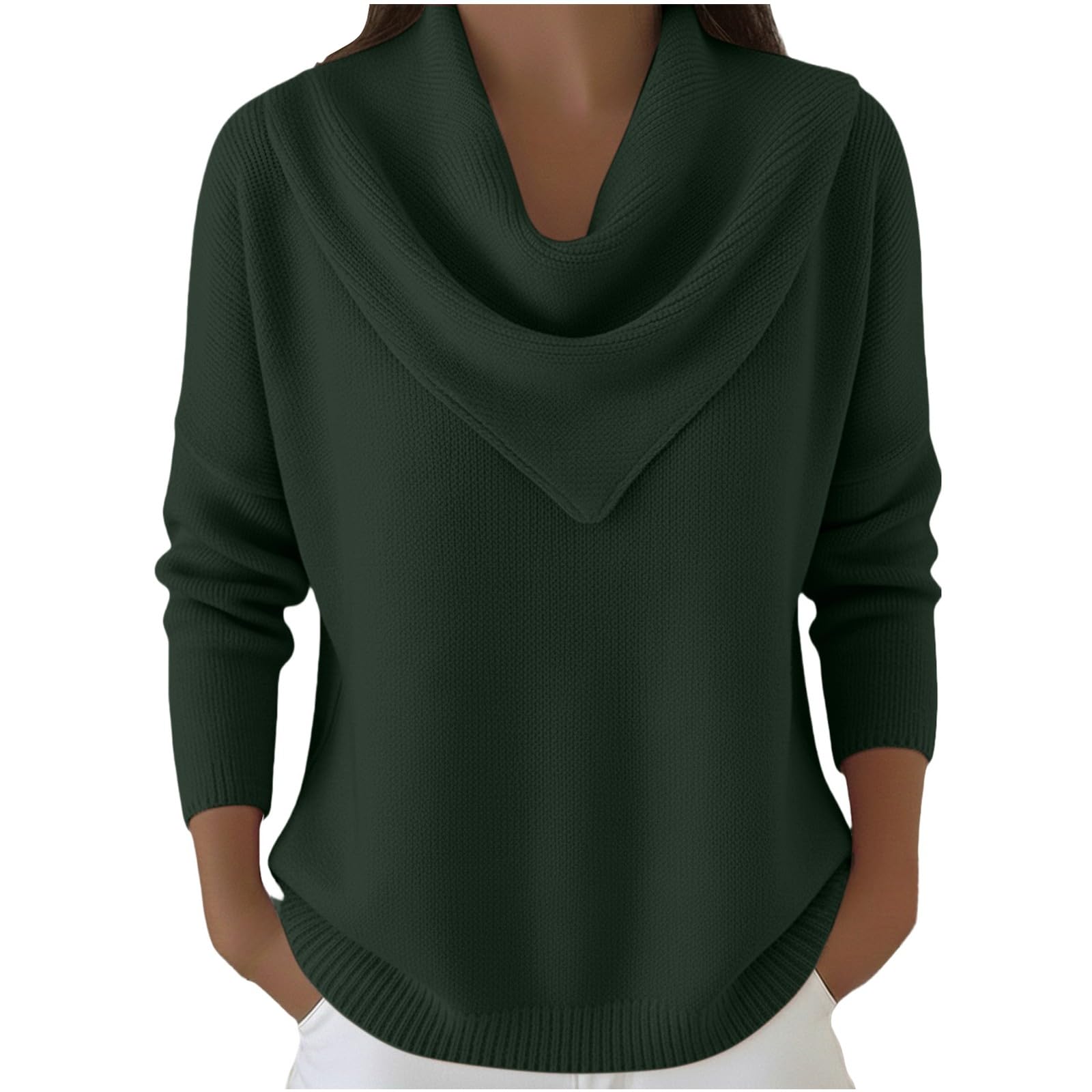 Magliette Donna Con Scollo A V Plissettato Manica Lunga Lavorata A Maglia | Sweatshirt Tinta Unita Leggero Traspirante Morbida E Confortevole Maglione Slim Fit Elegante Da Indossare Tutti I Giorni