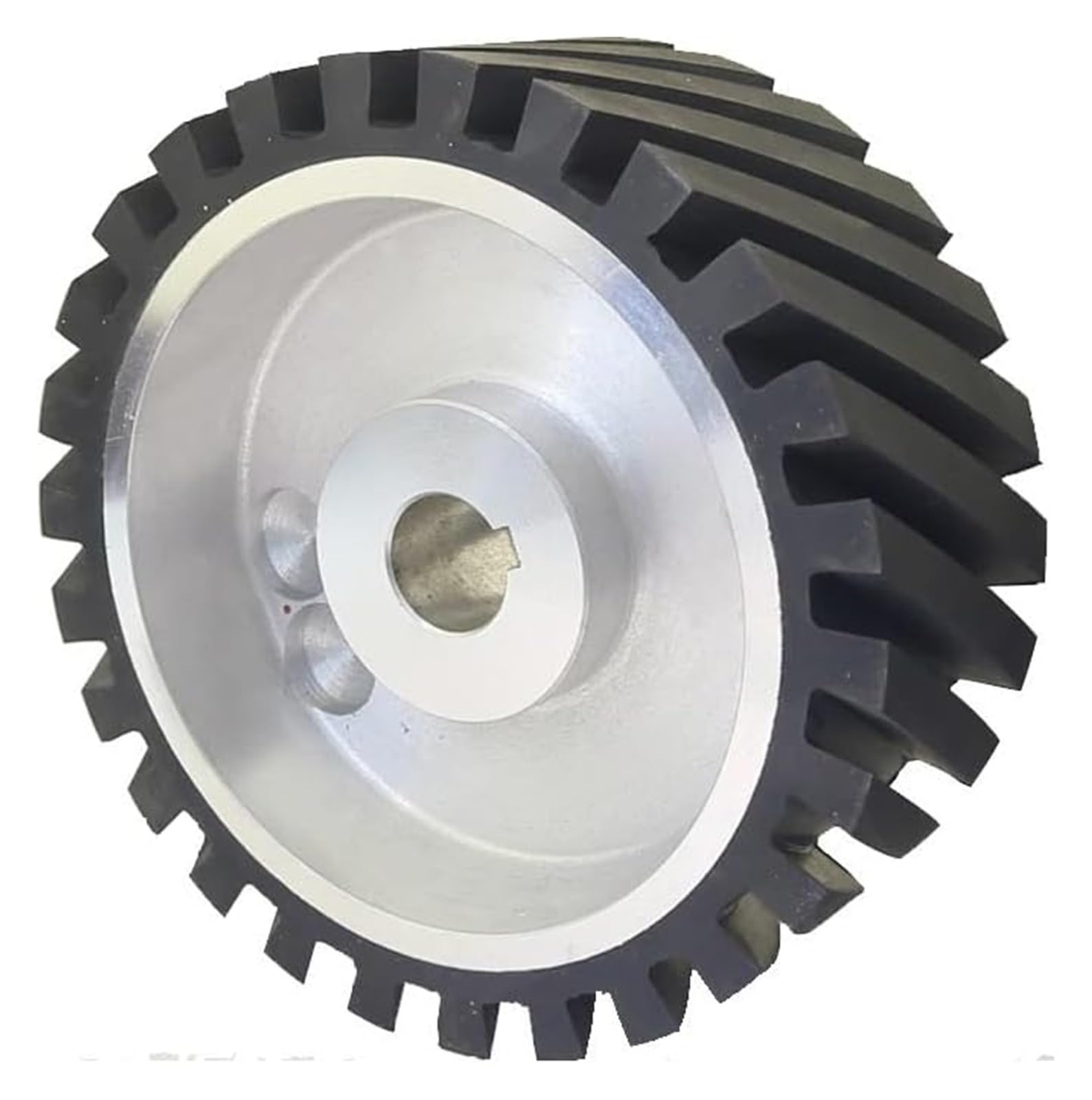 Roue de contact en caoutchouc dentelée de 200 x 75 mm, équilibrée dynamiquement, for ponceuse à bande et support arrière.(Hard 90a,6004 installed 20)