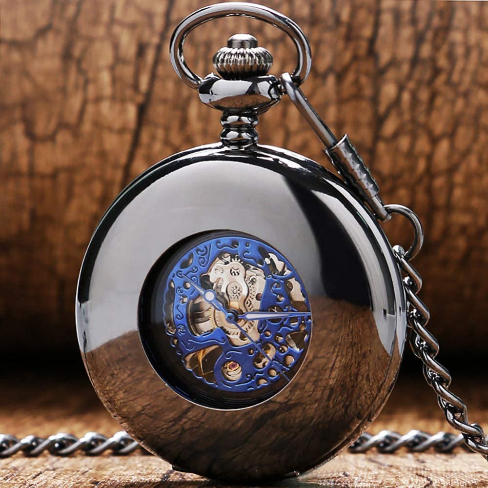 Reloj de bolsillo vintage mecánico negro para lucir en trajes de etiqueta y eventos