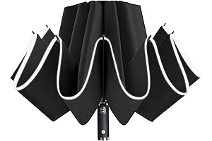 Lejorain All-Weather Hands-Free Umbrella for Adults with LED Lighting