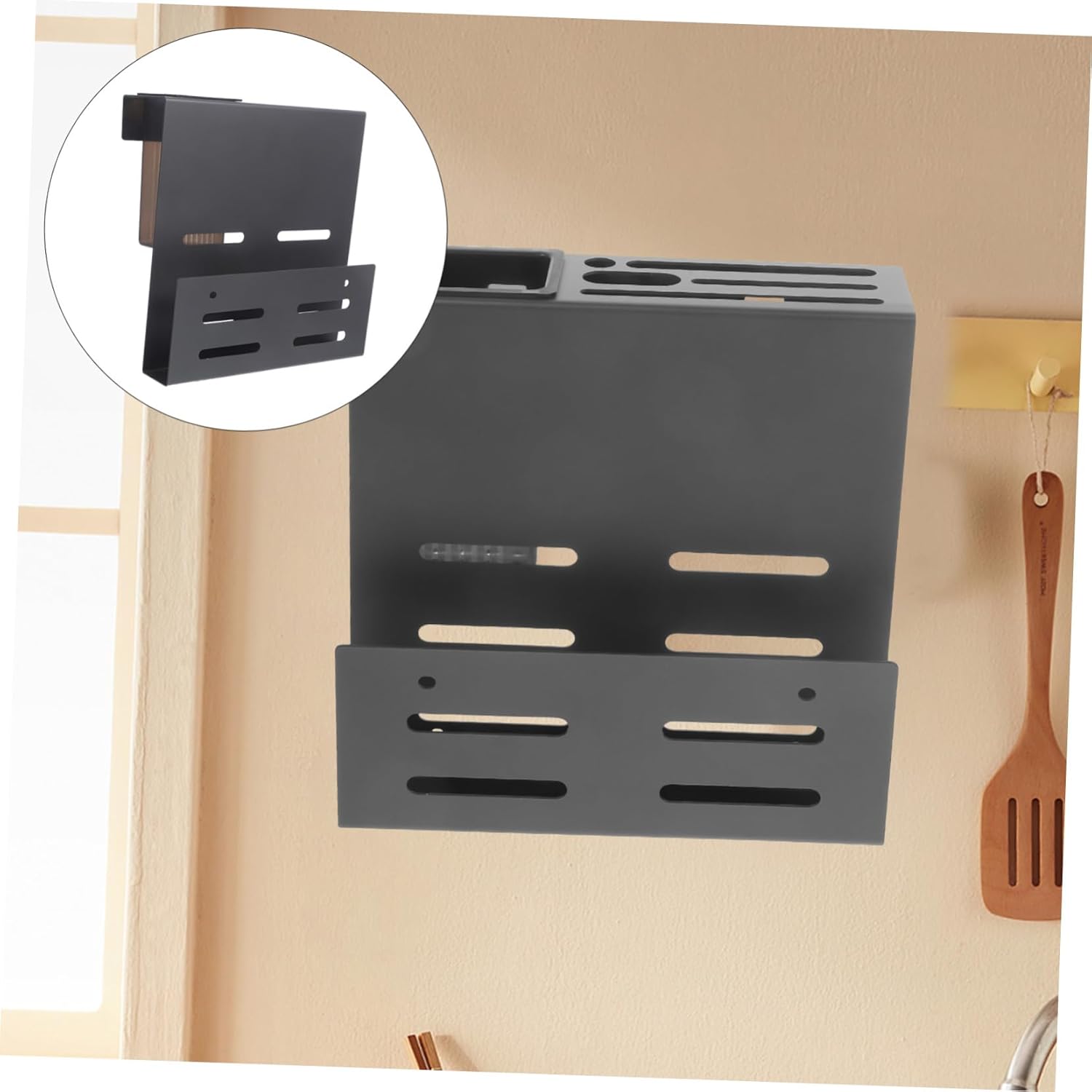 Cutting Board Holder Wall Mount Kitchen Utensil Rack Silverware Chopstick and Spoon Holder Modern Kitchen Decor