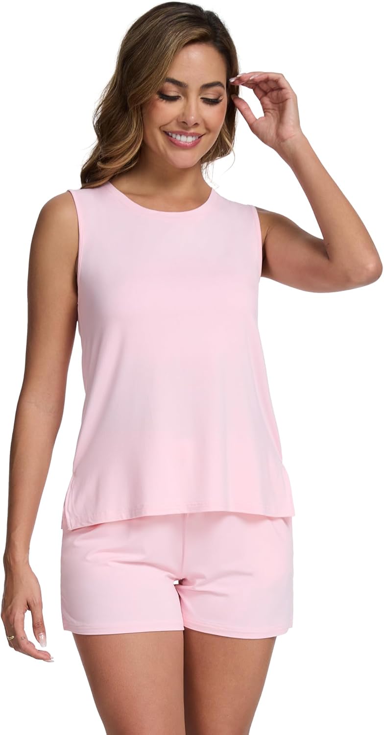 WiWi Pajamas for Women Tank Top Pajama Set Sleeveless Viscose from Bamboo Sleepwear Soft Shorts Pjs Sets Pj Loungewear S-XXL - Image 4