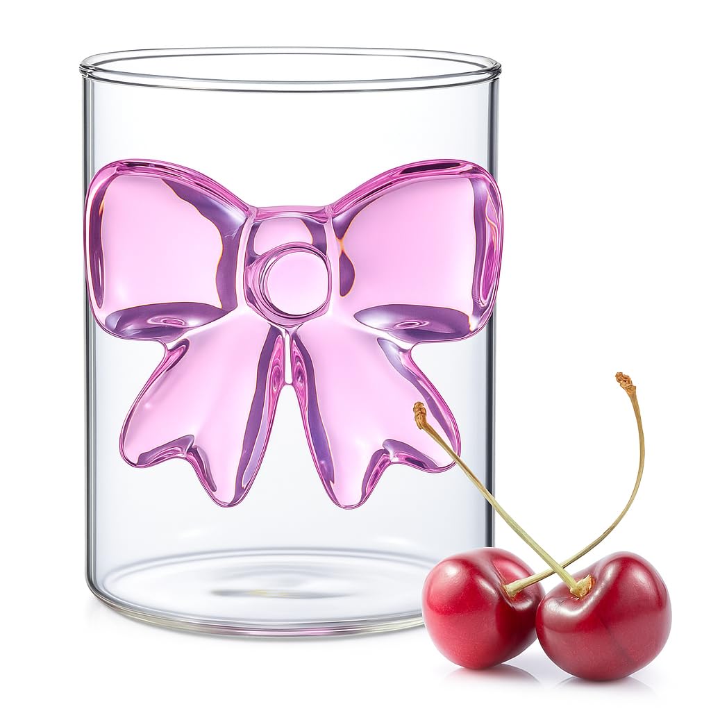 MYNA LIFE Elegant 3D Pink Bow Clear Glass Cup 300 ml Decorative Drinkware for Coffee, Juice & Milk, Gift for Girls & Women, Bow Drinkware for Everyday Use, Gifting & Home Décor (Set of 1)-image-41