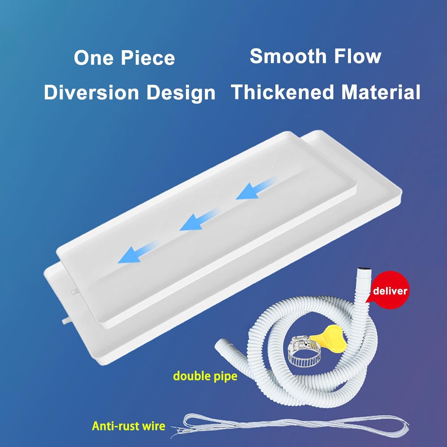Air Conditioner Drip Tray - Durable Plastic Condensate Drain Pan with Hose (400cm) & Accessories, Essential for Efficient AC Water Collection & Prevention of Leaks