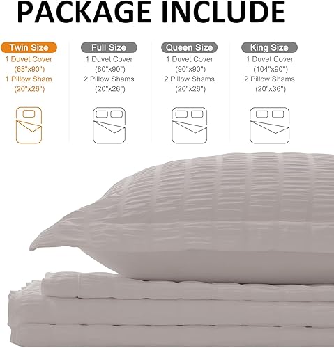 Miniatura 38 de Cozyide Juego de funda de edredón de sirsaca suave y transpirable de 3 piezas, con cierre de cremallera y lazos en las esquinas