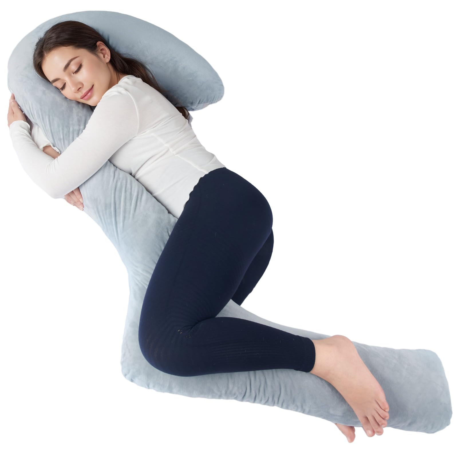 SAHEYER Almohada para Dormir de Lado, 173CM Almohada de Espuma viscoelástica de Apoyo para Todo el Cuerpo para Embarazadas, con Funda para Espalda, Caderas, piernas, Cintura y Abdomen, para Relajarse
