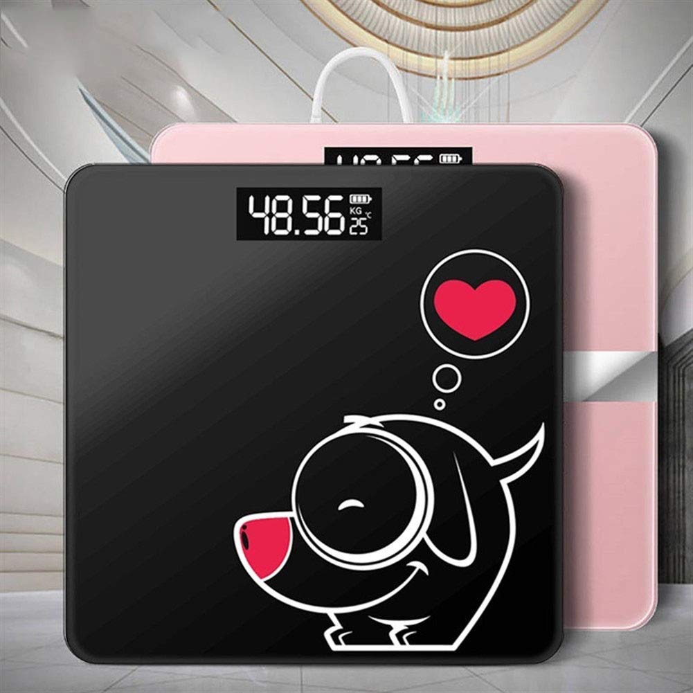 Pèse-personne professionnel Pèse-personne de salle de bain Pèse-personnes antidérapants Pèse-personne numérique électronique à domicile Écran LCD durable (Couleur: Batterie Croix Rose) (Chargement Noi