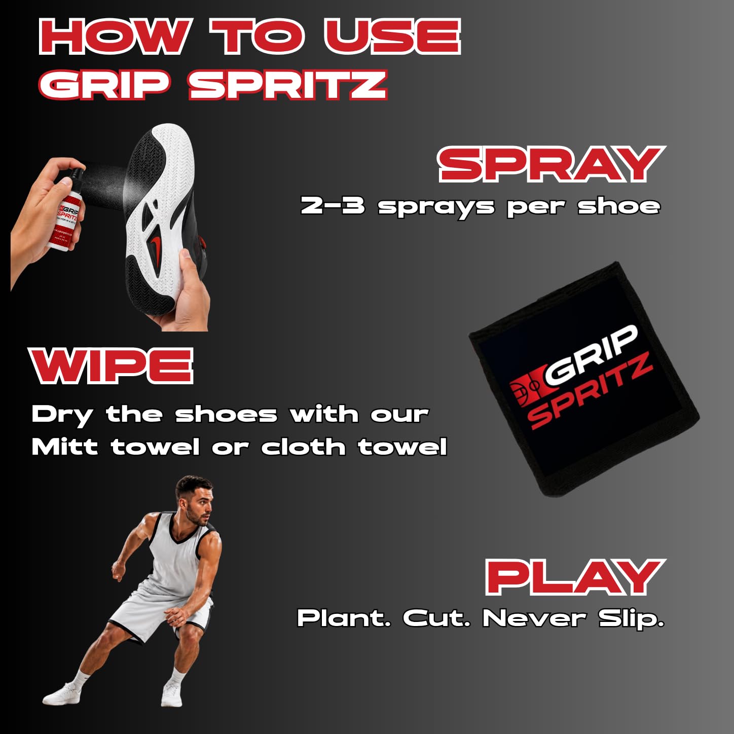 Grip Spritz - Spray de Agarre para Zapatos de Baloncesto, Mejora la tracción de la Suela y el Agarre de la cancha, rejuvenece y alarga la Vida útil de los Tenis, Agarre Antideslizante y Mejora el