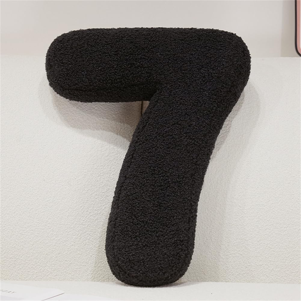 Fzkun 7 Black Letter Number Pillow – Soft Plush Alphabet & Numeric & Red Heart Cushion Decorative Initial Throw Pillow Diy Accent For Couch Sofa Bed Car Party Home Gift (7)