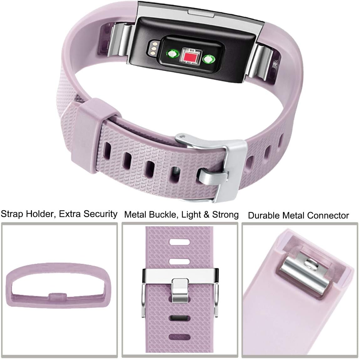 Wepro Bands Compatible with Fitbit Charge 2 HR, 3-Pack Adjustable Wrist Replacement Band for Women Men