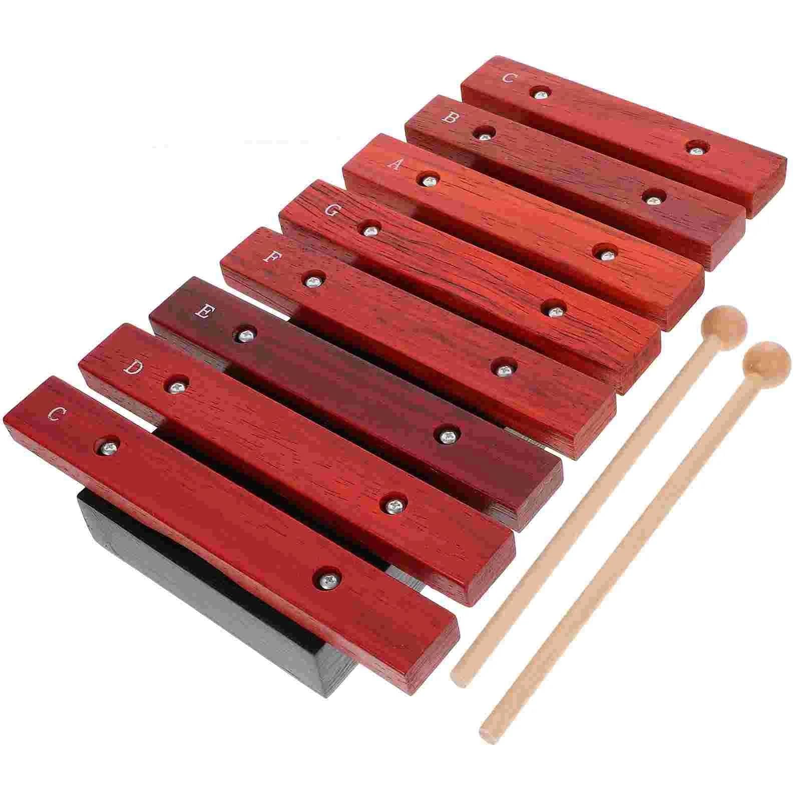Instrumento de percusión Glockenspiel de caoba exquisito de 8 notas adecuado para principiantes profesional Glockenspiel Set