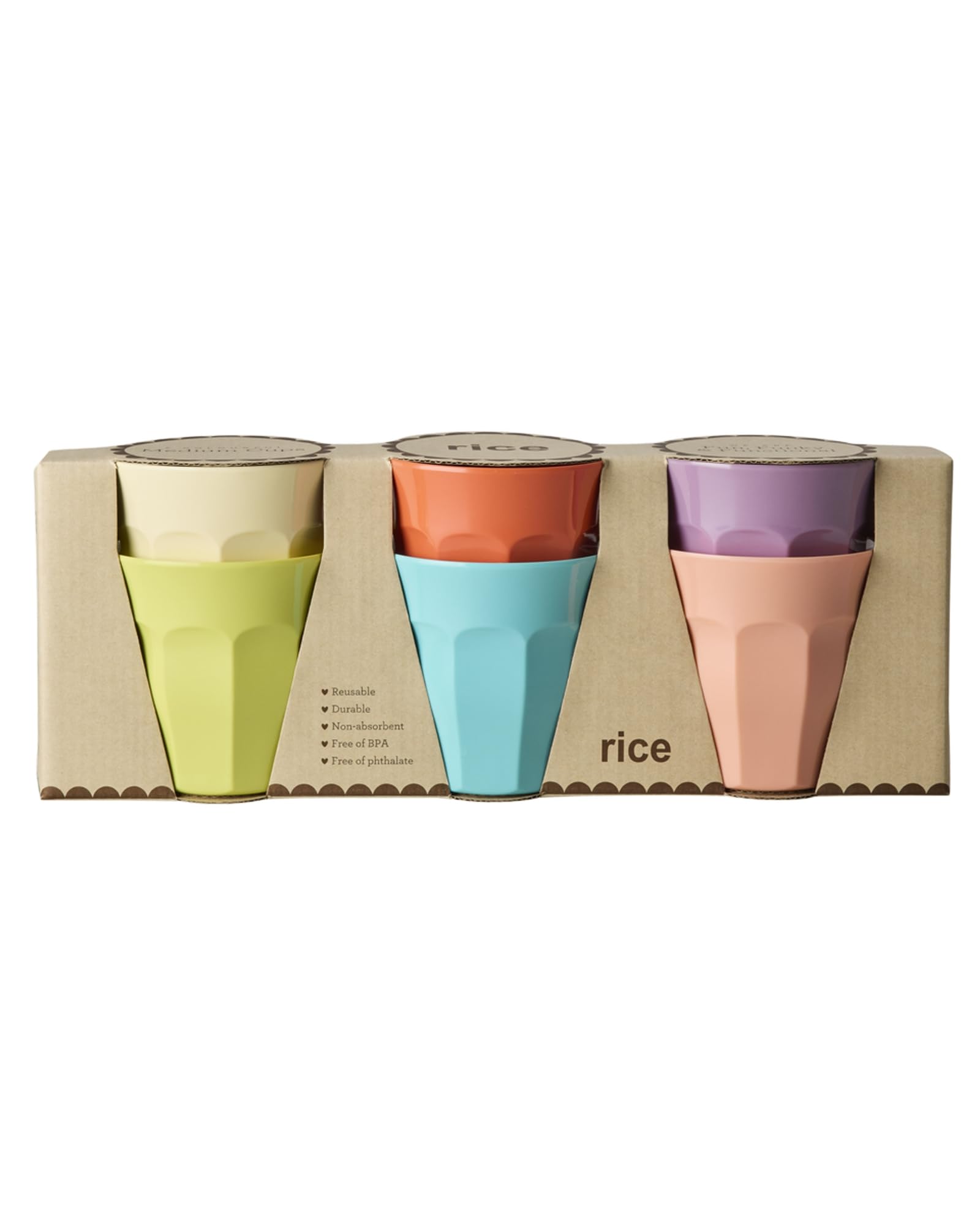 Rice Becher Set Melamin BPA frei Campingbecher Mittelgroß Multicolor - Gloriously Gifted - 6er Pack, 250 ml