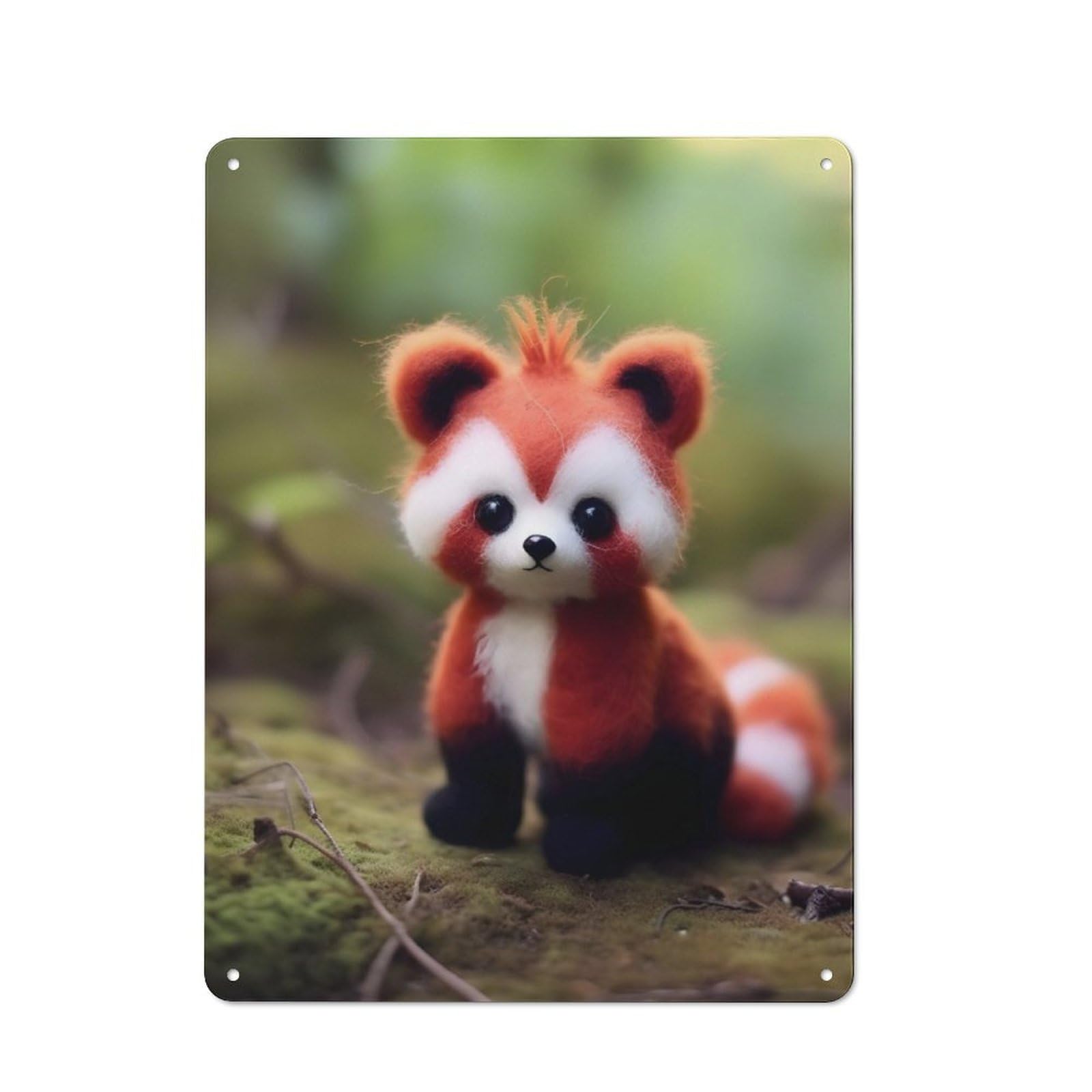 Distressed Look Cute Little Baby Red Panda Decorative Tin Sign 40x30cm, Retro Room Decor for Lounge, Study, Pub Or Wall Gallery