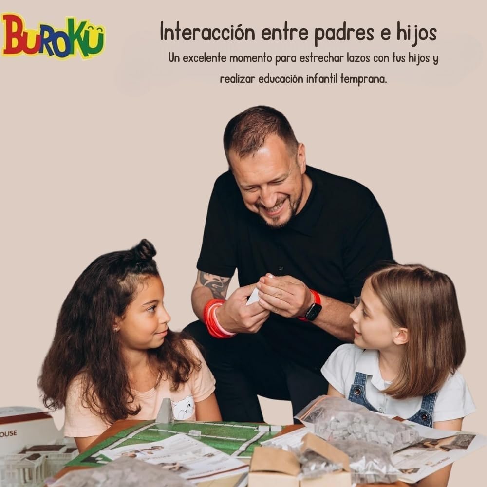 Buroku - Kit Construcción Medieval 390 Piezas | Molino de Agua Realista | Ladrillos de Piedra | Fomenta Aprendizaje STEM y Habilidades Motoras | Para Niños y Adultos | Incluye Pegamento