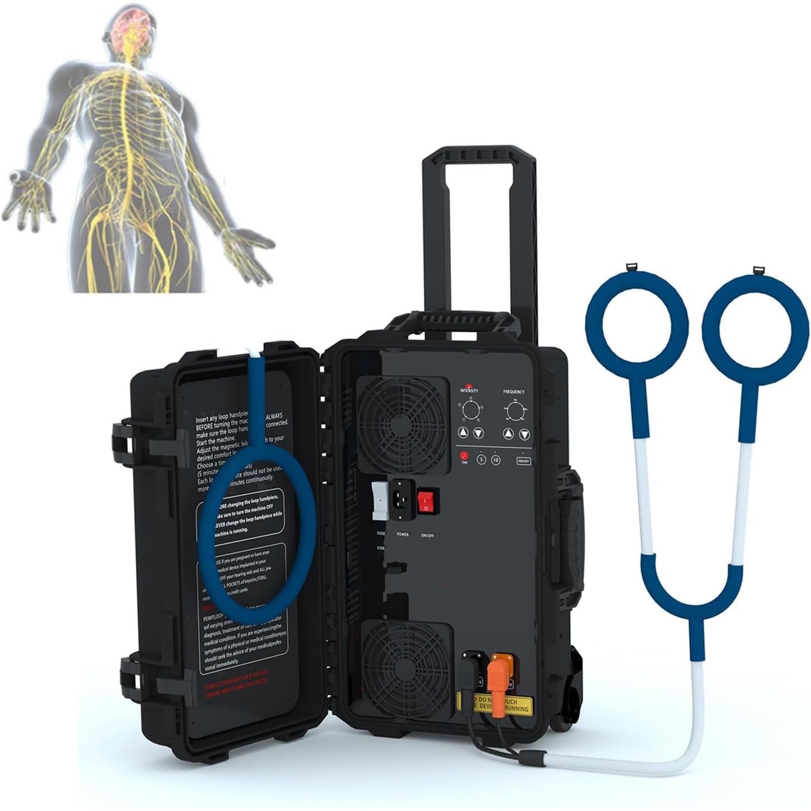 Dispositivo per Terapia con Campo Magnetico 4T, Dispositivo Professionale per Fisioterapia MT con 2 Maniglie, Energia Regolabile da 1000-6000 Gauss E Frequenza di 4,5 KHz