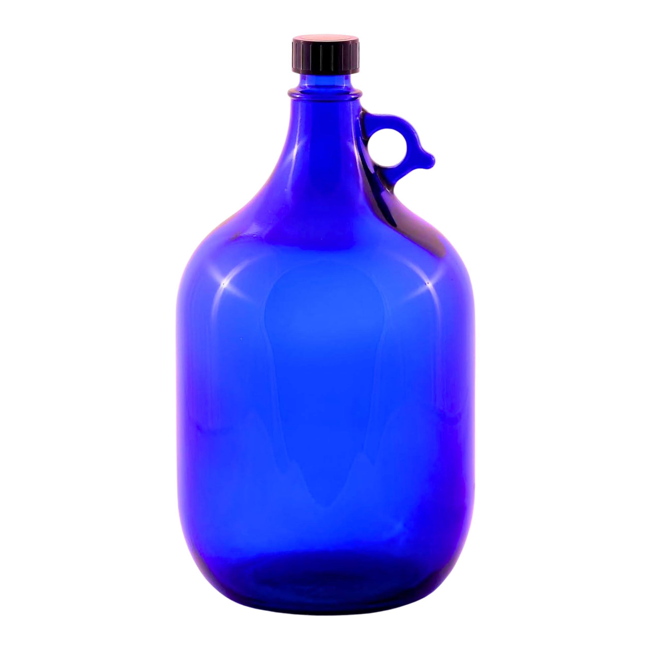 mikken Viva-Haushaltswaren Set of Blue XXL Glass Bottles with Black Screw Lids For 5 L, to fill yourself