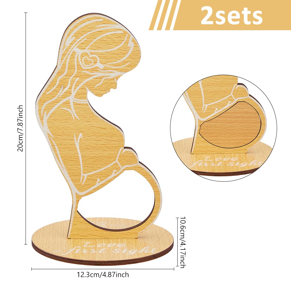 DICOSMETIC 2Sets Wood Ultrasound Picture Frames Handcrafted Sonogram Photo Frame Baby Keepsake Holder Baby Birth Memorial Display Stands for Pregnant Women Mom Gift - Image 2