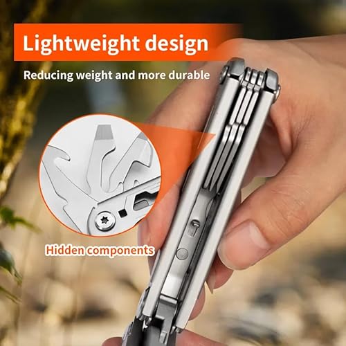 Miniatura 7 de Multiherramienta de acero inoxidable 32 en 1 navaja de bolsillo con funda para destornillador, alicates autobloqueantes y funda para exteriores,
