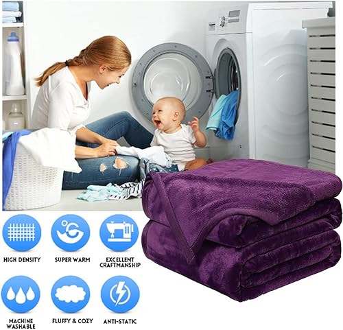 Miniatura 2 de EASELAND - Manta suave tamaño Queen de invierno, cálida y mullida de microfelpa ligera, térmica, para sofá, cama, 90 x 90 pulgadas, color morado