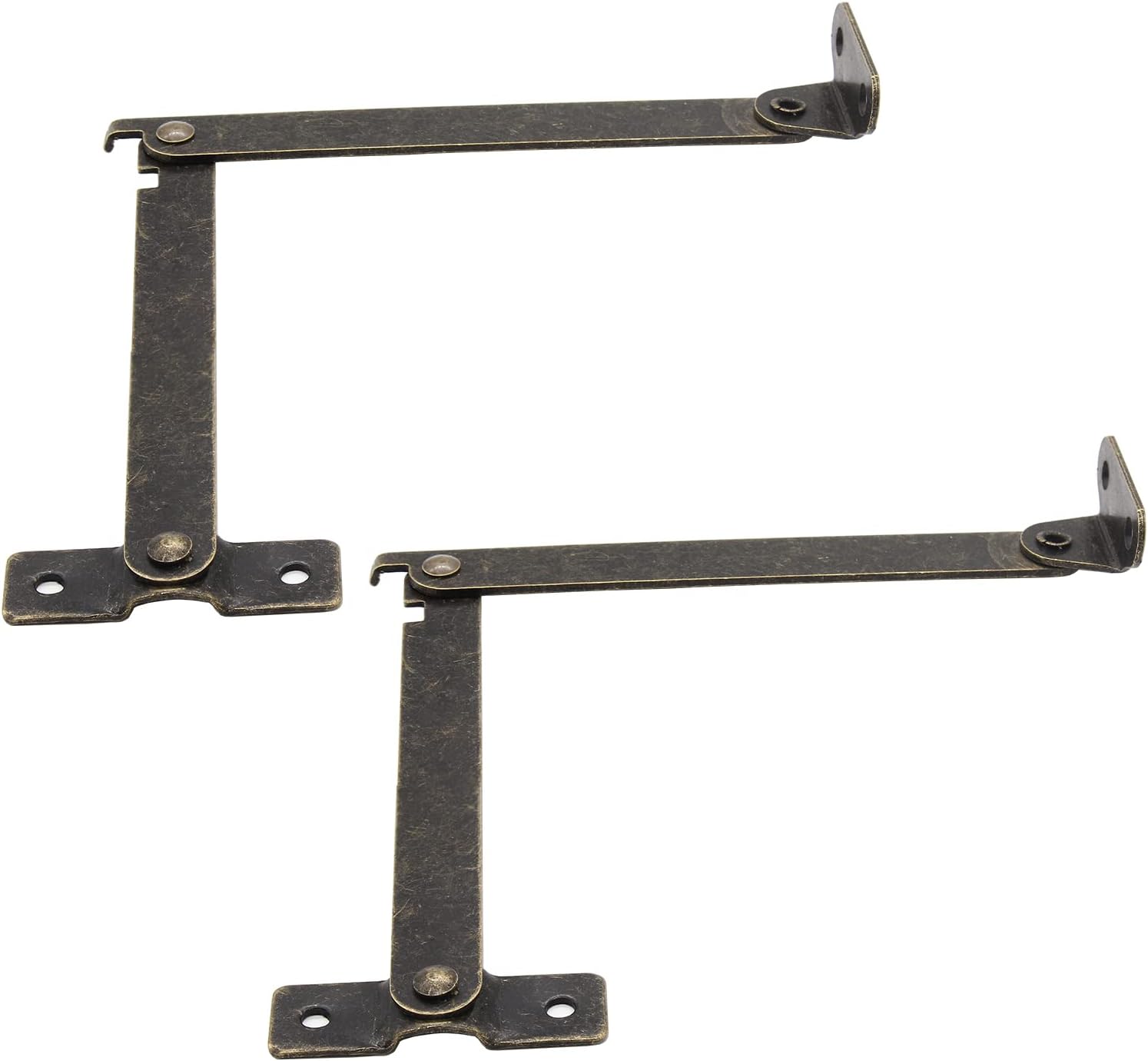 Kemcatui 2 Pcs Bronze Lid Support Hinge, Antique Hinges Folding Support