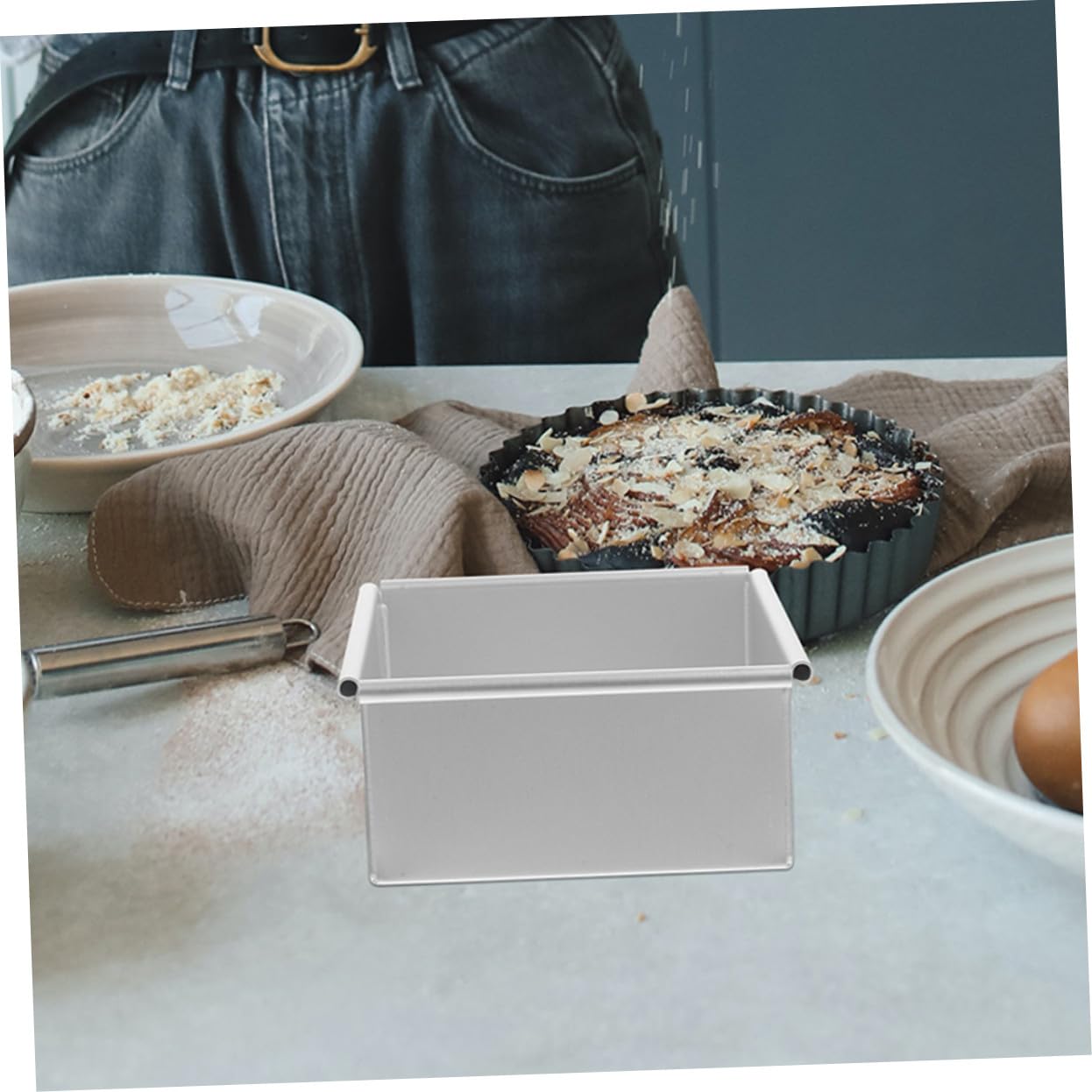 Molde Cuadrado para Bizcocho de Aleación de Aluminio con Fondo Desmontable Antiadherente Fácil Desmoldar para Repostería y Tartas Caseras