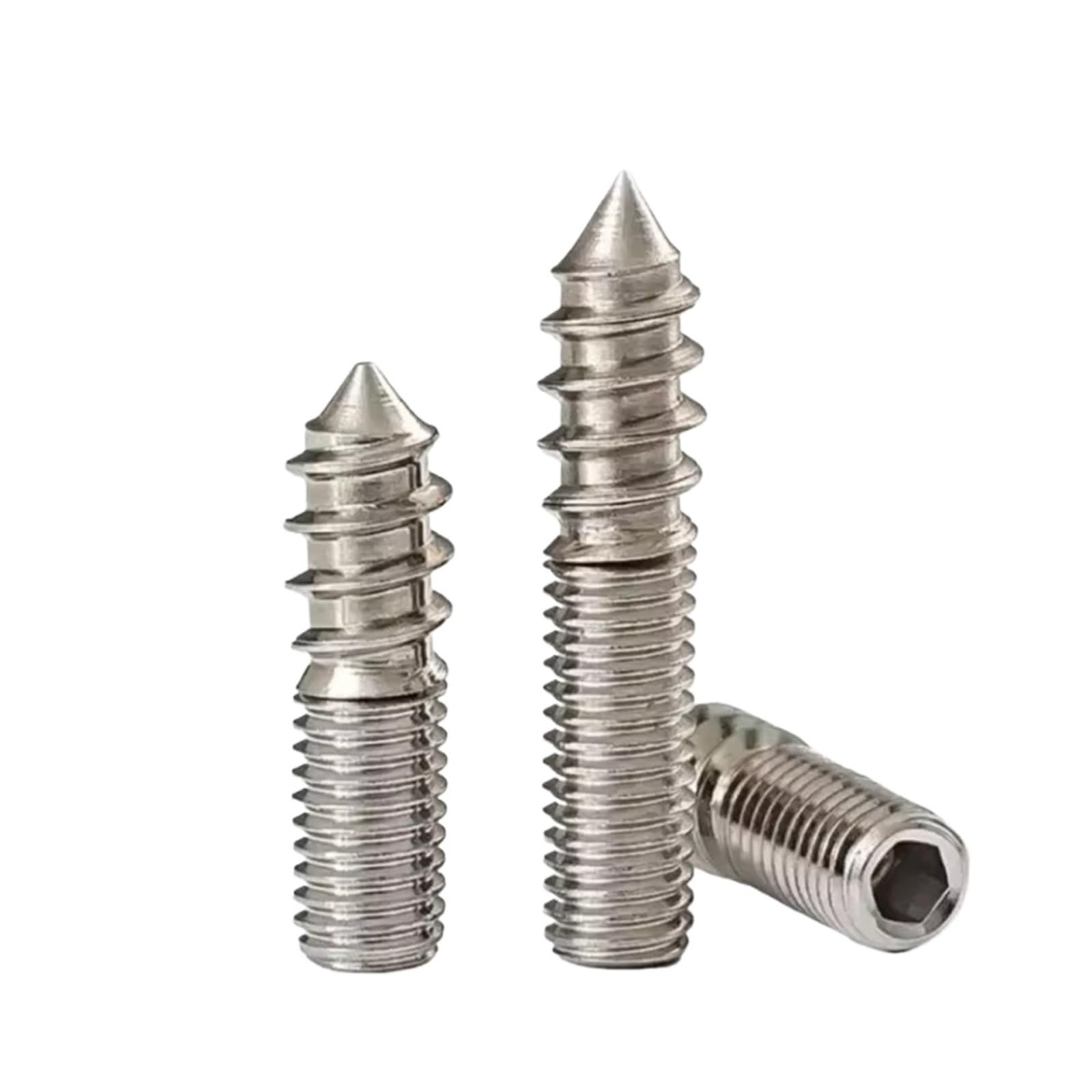 Tornillos de pasador doble extremo autorroscantes acero inoxidable con cabeza hexagonal, paquete 30, 30-50mm, M4-M6