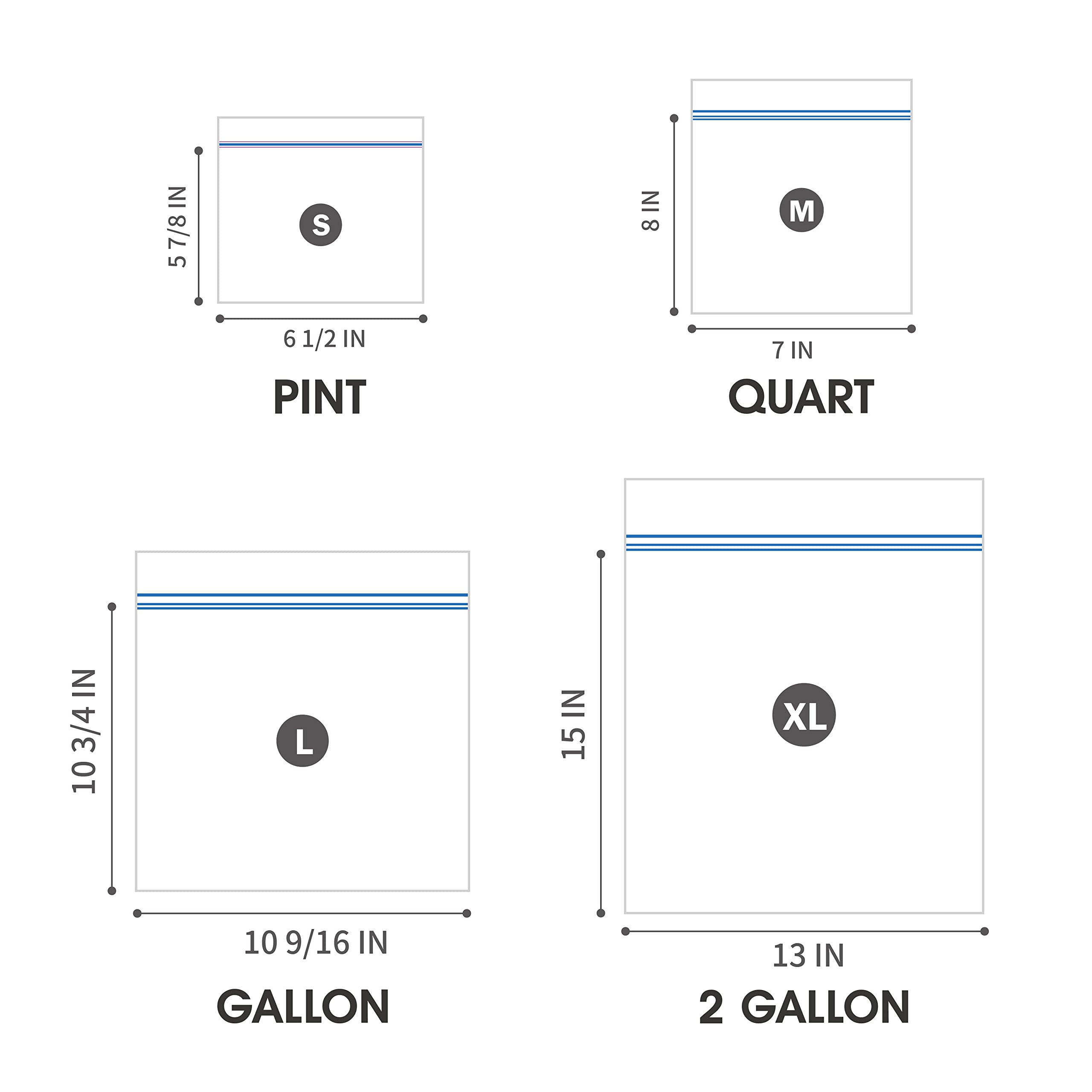 24/7 Bags- Gallon Zip Storage Bags, Case Pack 1200 Count, Double Zipper Seal, Easy Grip Open Tabs, Write-On Space, BPA-Free & Heavy Duty, 24 Boxes of 50