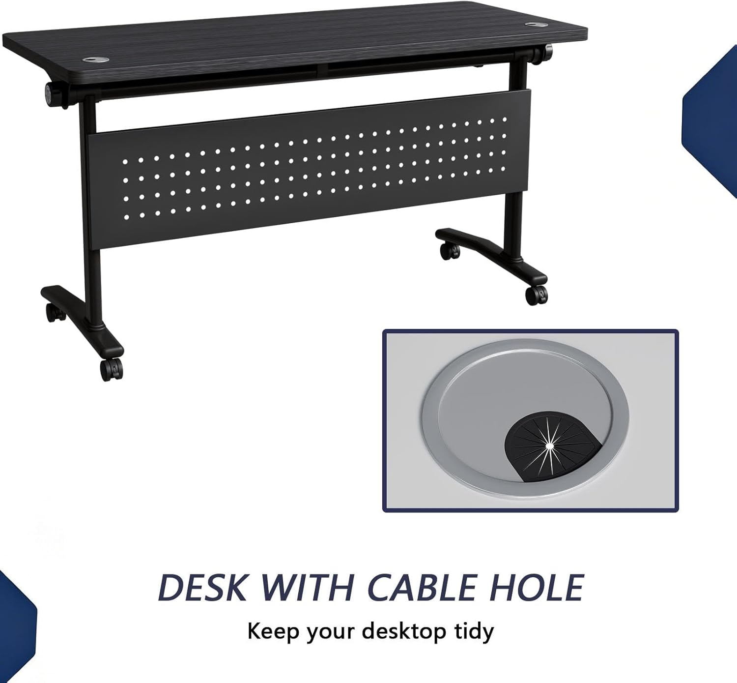 12pcs Folding Conference Table for 2-30, Modular Conference Room Table with Cable Management Hole Flip Top Training Meeting Table for School Office Seminar Classroom