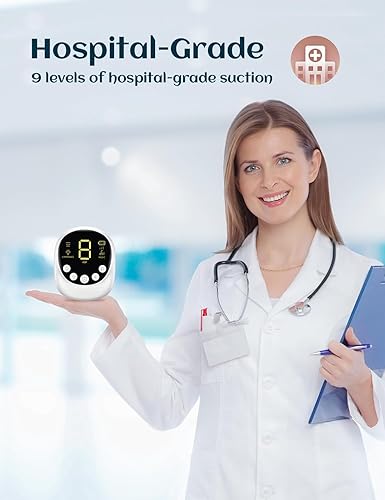 Miniatura 2 de Aspirador nasal para bebé, grado hospitalario, succión eléctrica para la nariz del bebé con succión ajustable de 9 niveles, recargable con luz
